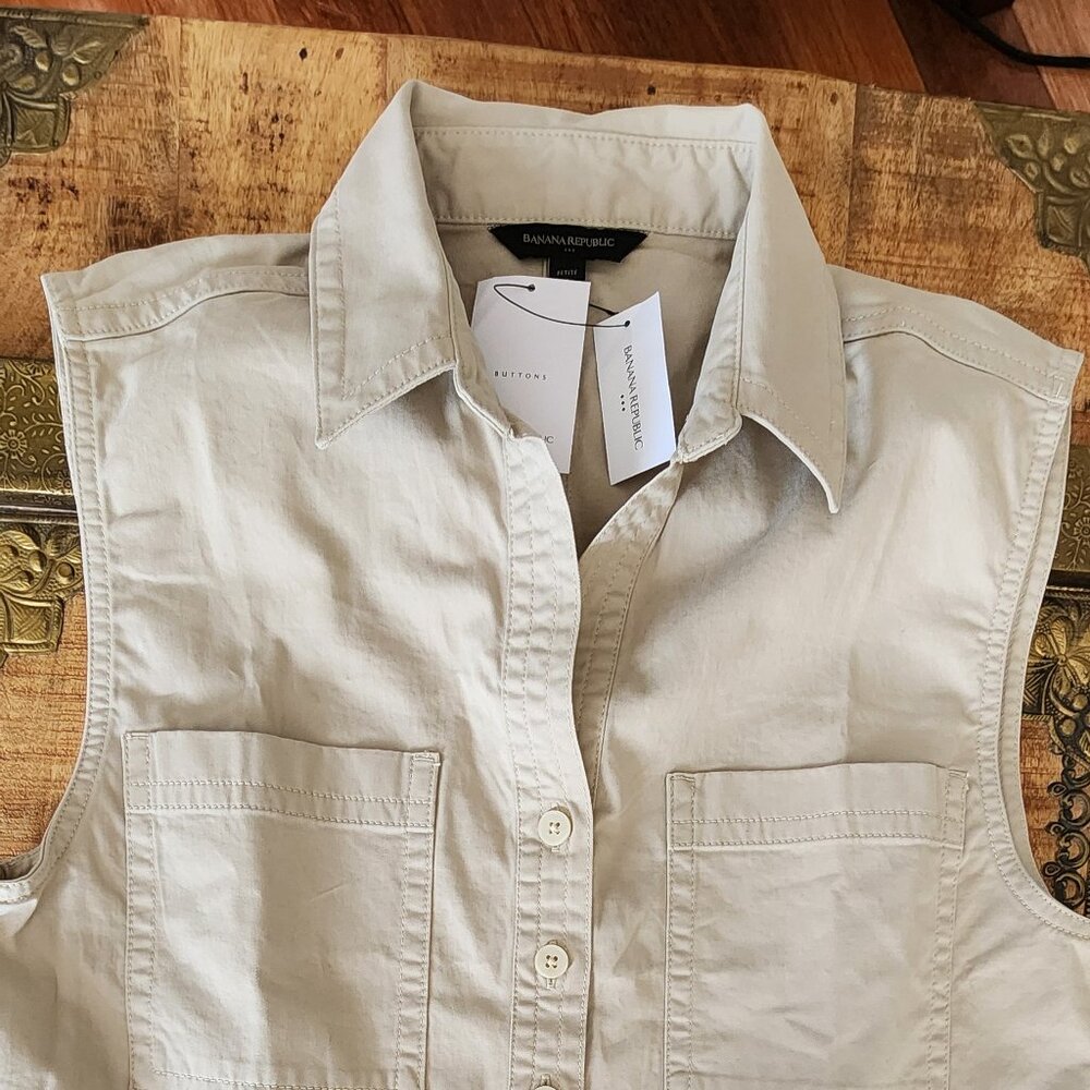 BANANA REPUBLIC Twill Mini Romper Size S Petite - Picture 3 of 7